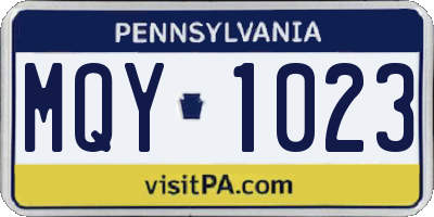 PA license plate MQY1023