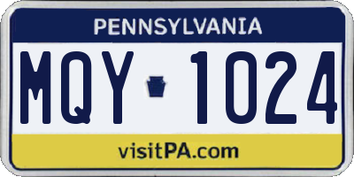 PA license plate MQY1024
