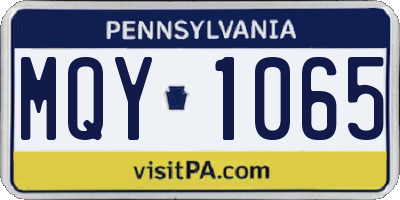 PA license plate MQY1065