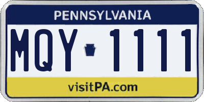 PA license plate MQY1111