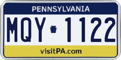PA license plate MQY1122