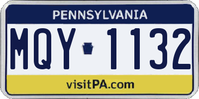 PA license plate MQY1132