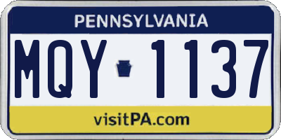 PA license plate MQY1137