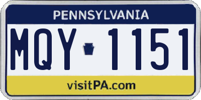 PA license plate MQY1151