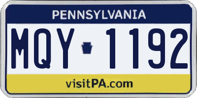 PA license plate MQY1192