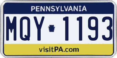 PA license plate MQY1193