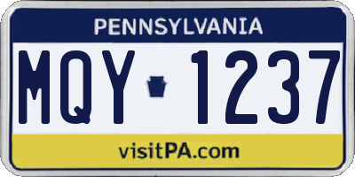 PA license plate MQY1237