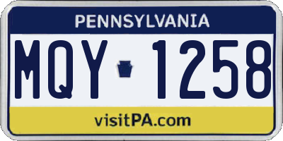 PA license plate MQY1258
