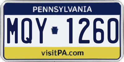 PA license plate MQY1260
