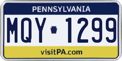 PA license plate MQY1299