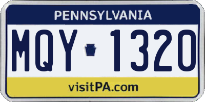 PA license plate MQY1320