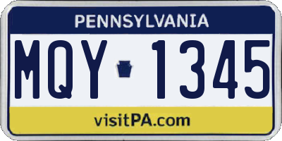 PA license plate MQY1345