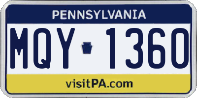 PA license plate MQY1360