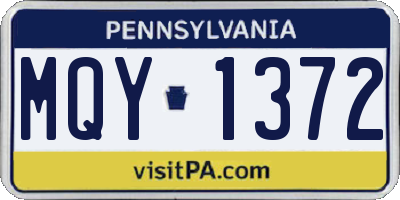 PA license plate MQY1372