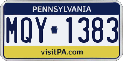 PA license plate MQY1383