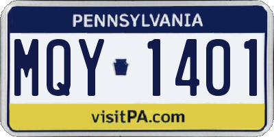 PA license plate MQY1401