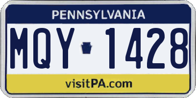 PA license plate MQY1428