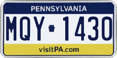 PA license plate MQY1430
