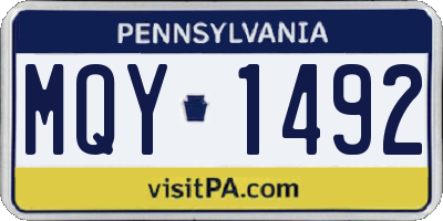 PA license plate MQY1492