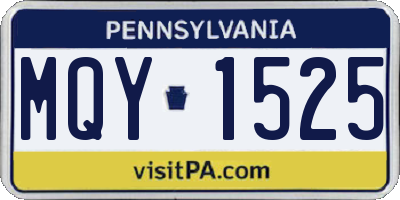 PA license plate MQY1525