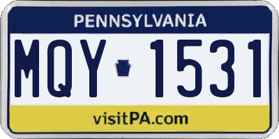 PA license plate MQY1531