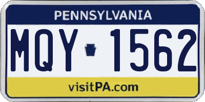 PA license plate MQY1562