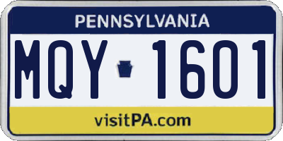 PA license plate MQY1601