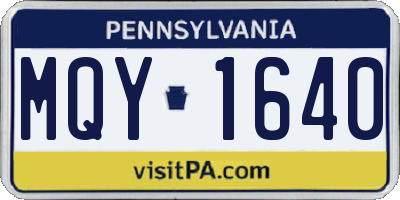 PA license plate MQY1640