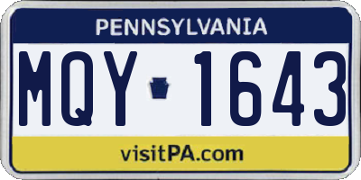 PA license plate MQY1643