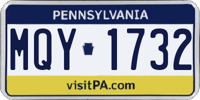 PA license plate MQY1732