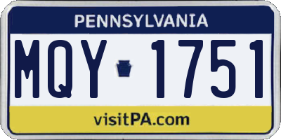 PA license plate MQY1751