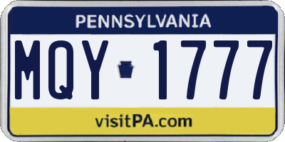 PA license plate MQY1777