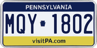 PA license plate MQY1802