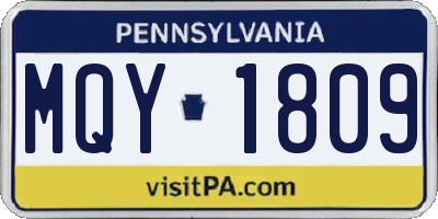 PA license plate MQY1809