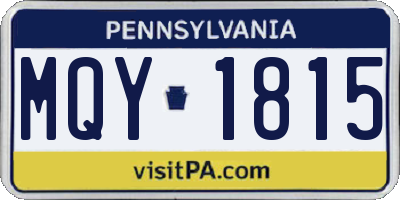 PA license plate MQY1815