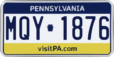 PA license plate MQY1876
