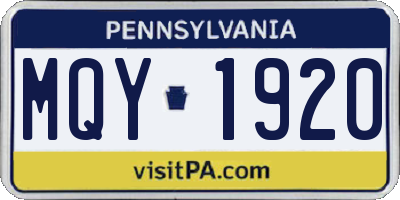 PA license plate MQY1920