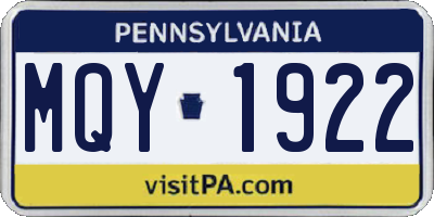 PA license plate MQY1922
