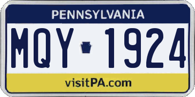 PA license plate MQY1924
