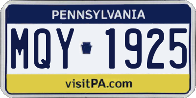PA license plate MQY1925