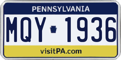 PA license plate MQY1936