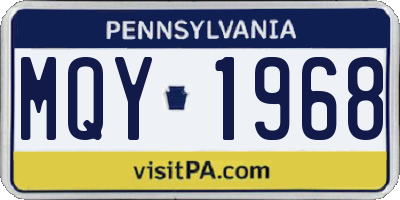PA license plate MQY1968