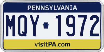 PA license plate MQY1972