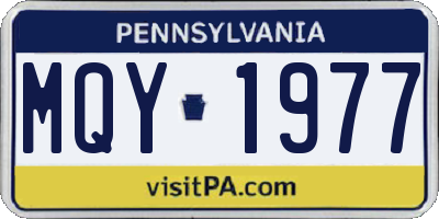 PA license plate MQY1977