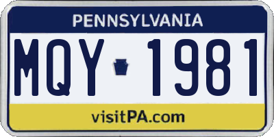 PA license plate MQY1981