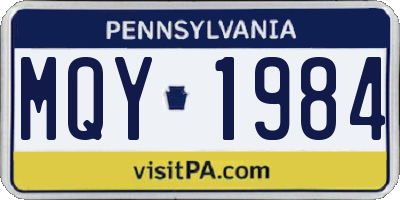 PA license plate MQY1984