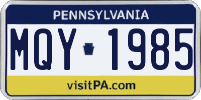 PA license plate MQY1985
