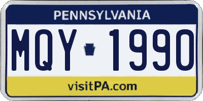 PA license plate MQY1990