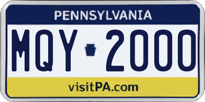 PA license plate MQY2000