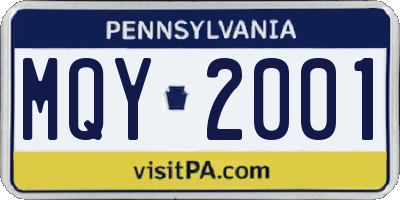 PA license plate MQY2001